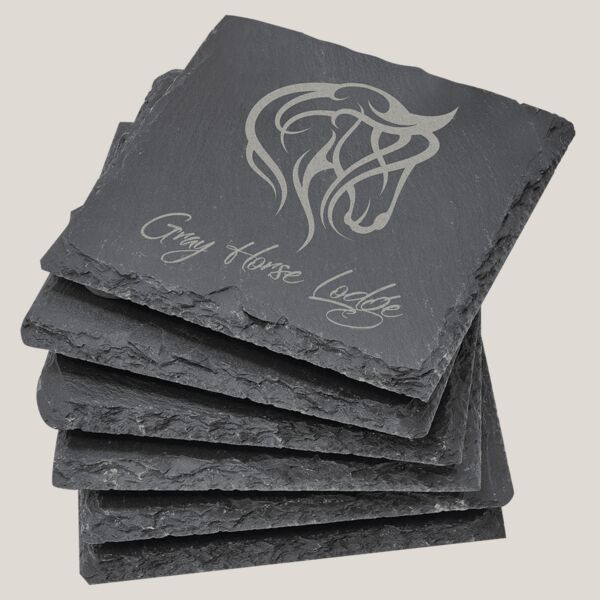 4" x 4" Square Slate Coaster Set-6 Piece Thumbnail