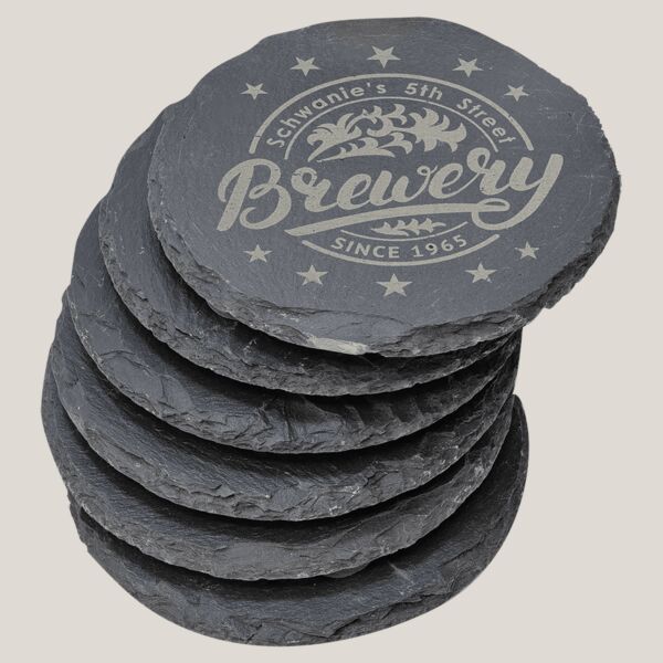 4" Round Slate Coaster Set-6 Piece Thumbnail