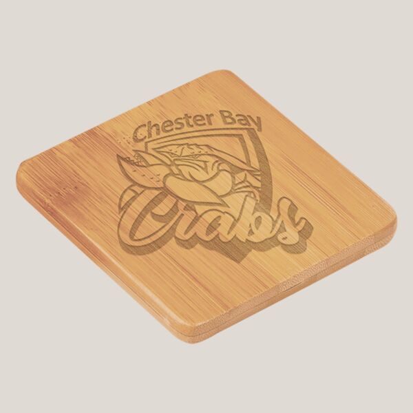 3 3/4" x 3 3/4" Bamboo Square 6-Coaster Set with Holder Thumbnail