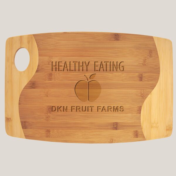 17 3/4" x 11 3/4" Bamboo Two Tone Cutting Board with Handle Thumbnail